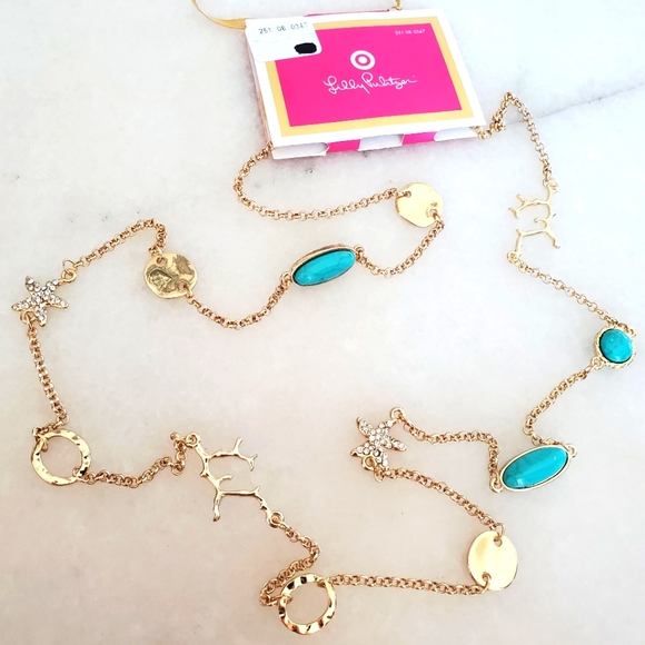 NWT Lilly Pulitzer Target LFT Charm pave necklace